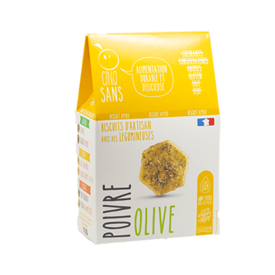 Biscuits apéro bio au goût olive et poivre 100 g