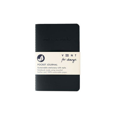 Journal de poche A6 doublé en cuir recyclé - noir anthracite