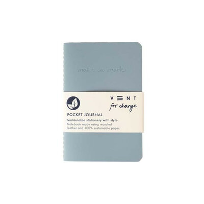 Journal de poche A6 doublé en cuir recyclé - Dusty Blue