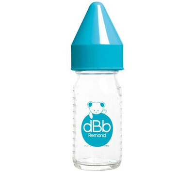 Biberon bleu en verre  0 - 4 mois 110 ml
