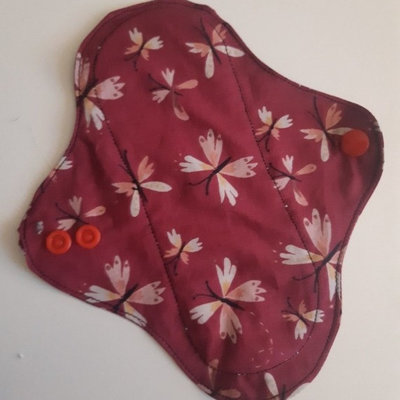Protège slip en coton bio lavable Papillon Violet - 19 cm
