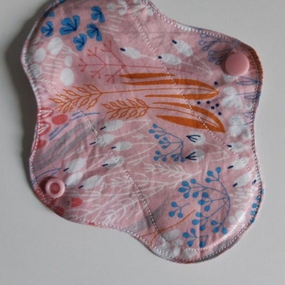 Protège slip en coton bio lavable Epi Saumon petit format - 15,8 cm